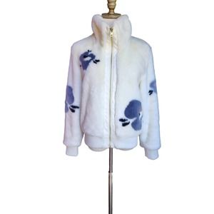 Marc Jacobsen New York Fuzzy Faux Fur White Zip Up Coat